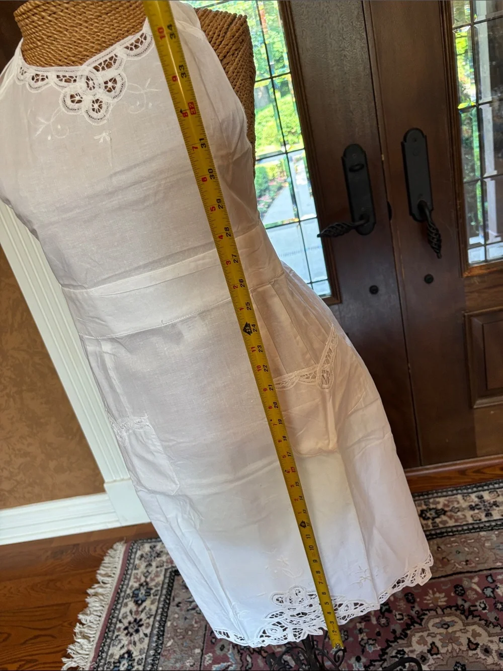 Cotton Battenburg lace cotton apron